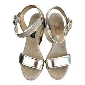 MAYPOL Pewter Espadrille Wedge Ankle‎ Strap Sandals